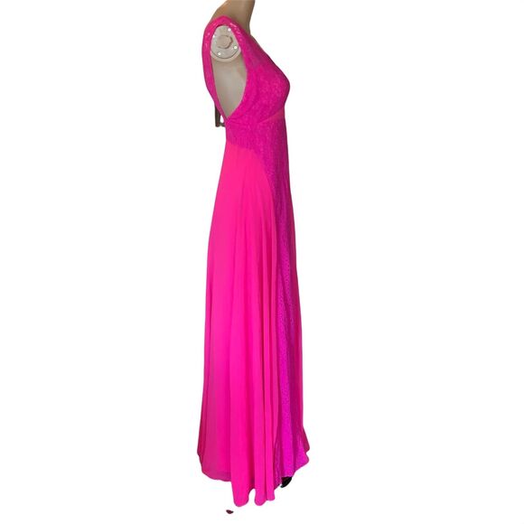 ASOS Womens Maxi Dress Sleeveless Lace and Chiffon Vibrant Bright Pink Size 2 - Picture 5 of 13